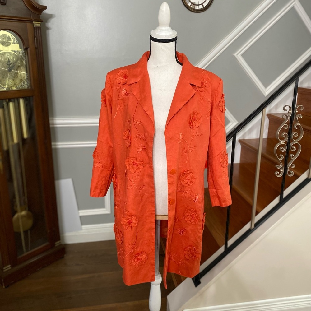 Way orange Floral Color Blazer